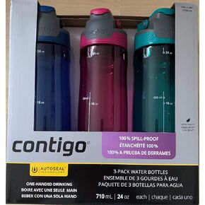 Contigo AUTOSEAL 24oz. Spill-Proof and BPA Free Water Bottle, 3-pack