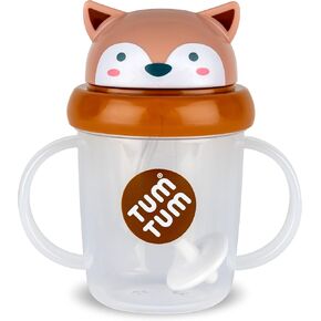 TUM TUM Tippy Up Free Flow Sippy Cup (No Valve), Sippy Cup for Toddlers, 200ml, BPA Free (Fergus Fox) 200ml