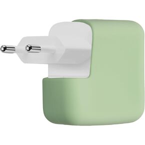 kwmobile Charger Cover Compatible with Apple 35W Dual USB-C Power Adapter Cover - Full Coverage Silicone Case - Matcha Green
