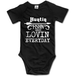 Hunting Fishing and Loving Every Day Baby Climbing Short Sleeve Onesie 0-6 Month Black