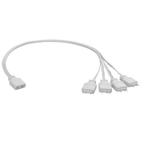 YAODHAOD ARGB Splitter Cable,5V 1 Female to 4 Male 3 Pin Addressable RGB ARGB Extension Cable for Computer Chassis, CPU Cooler and 5V ARGB Fan (White, 1 to 4 (1pcs))