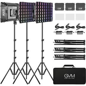 GVM RGB LED Video Light Kit, Dimmable Photography Lighting with APP Control, 680RS 50W 3 Packs Led Panel Light for YouTube Studio, Video Shooting, Gaming, Streaming, Zoom, Broadcasting, Conference in Saudi Arabia