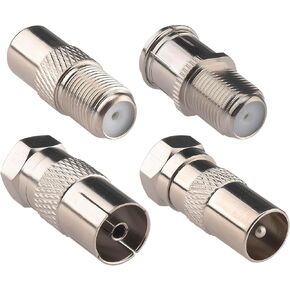 F to TV 4 Type Series 75 Ohm F Female Male to TV Type Pal Male Female Coaxial Adapter Connectors Kit for TV Tuner Satellite FM Coax Cable Extender Antenna