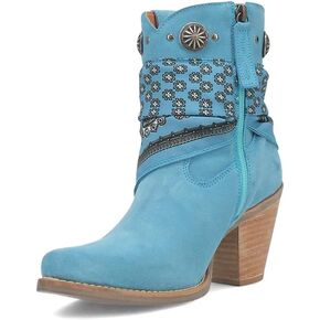 Dingo Womens Bandida Paisley Studded Round Toe Casual Boots Ankle Mid Heel 2-3" - Black