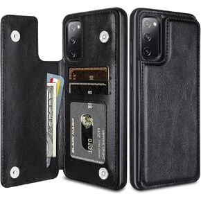 HianDier Compatible with Galaxy S20 FE 5G Wallet Case Slim Protective Credit Card Slot Holder Flip Folio Soft PU Leather Magnetic Closure Cover Compatible with Samsung Galaxy S20 FE (2020), Black