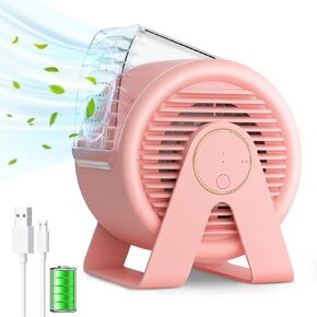 Small Desk Fan for Office, USB Rechargeable Table Fan with 3 Speeds, Quiet Small Portable personal Fan 60 ° Up and Down Rotated, Ideal for The Home, Office, Dorm