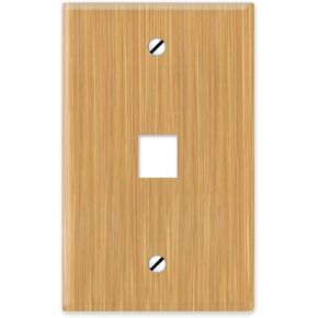WIRESTER 1-Port Keystone Jack Modular Inserts Cat6 Ethernet Network Cable Wall Plate Cover - Bamboo Wood Texture Design