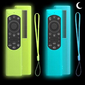 2 Pack Remote Cover for Samsung Smart TV, Silicone Protective Case for Samsung Solar Cell Remote 2021 2022 BN59-01357 BN59-01385 BN59-01265A Updated Remote Case Glow in Dark (Glow Green +Glow Blue)