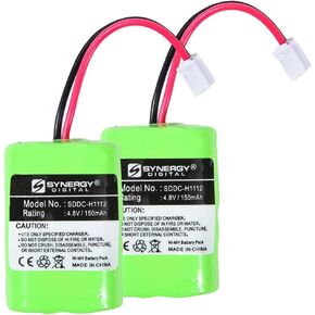Synergy Digital Replacement Batteries, Compatible with Kinetic MH120AAAL4GC Replacement, (Ni-MH, 4.8V, 150 mAh), combo-pack includes: 2 x SDDC-H1112 Batteries