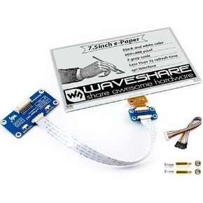 waveshare 7.5inch E-Ink Display HAT,800x480 Pixel Black,White Two-Color SPI Interface E-Paper Screen LCD for Raspberry Pi 4B/3B+/3B/2B/Zero/Zero W/Zero WH and Jetson Nano no/Ard/Nucleo