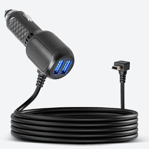 Anina Mini USB Charger Cord for Garmin Nuvi, Mini USB Power Cord Dual Port USB Charging Cable for Garmin Navigator Power Supply for Track RV Auto Vehicle Handheld GPS Replacement