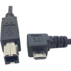 JSER Left Angled 90 Degree Micro USB OTG Host to Standard B Type Target Printer Scanner Hard Disk Cable 60cm