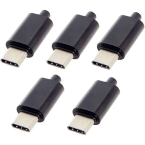 Cablecc 5pcs/lot DIY 24pin USB Type C USB-C Male OTG Host Type 5.1k Resistor with Black Housing Cover