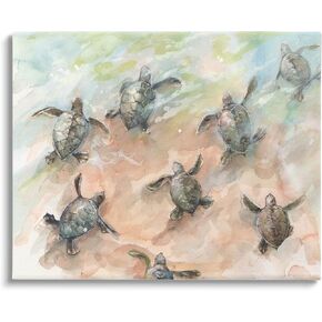 Stupell Industries Baby Sea Turtles Swimming Shore Canvas Wall Art, Design by Diannart
