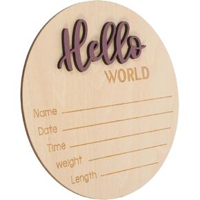 PRETYZOOM Baby Announcement Sign Wooden Newborn Name Signs Birth Announcement Sign Nursery Photo Props Baby Welcome Plaque