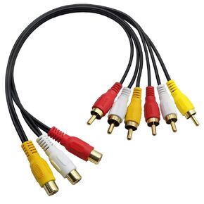 GINTOOYUN 3 RCA Female to 6 RCA Male Audio Video Splitter Cable Composite Extension AV Adapter for TV,DVD,Set-Top Box,Etc.-1FT.
