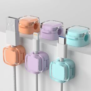 6 Pack Magnetic Cable Clips Cord Organizer, Easy Secure Adhesive Cable Management, Under Desk Cable Management, Suitable for Office Desk, Wall, Nightstand, Home Kitchen, Car