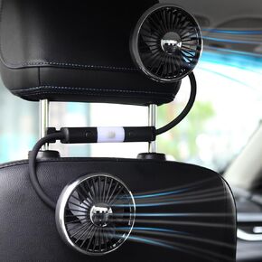 Car Fan for Backseat for Kids, Dual Head USB Car Seat Fan with Led Lights, 360° Rotatable 3 Speed Strong Wind Car Rear Headrest Fan for Car, Cooling Air Fans for Vehicles RV SUV Truck in Saudi Arabia