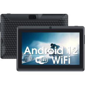 Android 12 Tablet, 7 Inch Tablets, Quad-Core Processor, 32GB Storage, 4GB RAM, 2MP+5MP Dual Camera,1024 x 600 IPS HD Display Screen,512GB Expand, WiFi 6, Bluetooth, 3000 mAh Battery Black 7" Tablet.