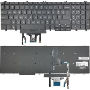 Laptop Replacement Keybaord for Dell Latitude 5500 5501 5511 5510, Precision 3541 3540 3551 3550, with Backlit, with Pointer US Layout P/N: MMH7V, 0MMH7V