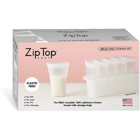 Zip Top Reusable 100% Platinum Silicone Breast Milk Storage, Made in the USA - Bag Set of 6 + Freezer Tray in Kuwait