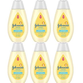 Johnson's Top-to-Toe Baby Body Wash, 6 Pack 3.38 oz. Travel Size Bottles, Natural Coconut Oil Gentle Hair and Body Baby Bath with Tear-Free Formula, Free of Parabens, Sulfates and Dyes