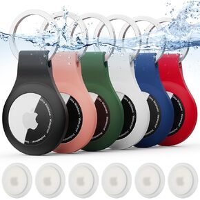Airtag Holder Keychain 6 Pack,Waterproof Apple airtag case with Key Ring,Silicone Air Tags Keychain for Luggage,Keys,Backpack,Car,Bags,Kids