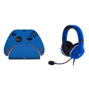 Razer Essential Duo Bundle for Xbox: Kaira X Wired Headset & Universal Quick Charging Stand for Xbox Controllers - Color Matches Official Xbox Series X|S Controllers (Sold Separately) - Shock Blue