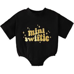 Baby Bubble Romper Unisex Boy Girl Letter Short Sleeve Bodysuit Oversize T-Shirt Jumpsuit Top Newborn Summer Clothes