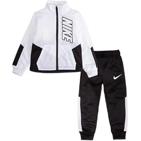 Nike Baby Boy Dri Fit Full Zip Jacket and Pants 2 Piece Set (White(66E201-W1X)/B, 12 Months)
