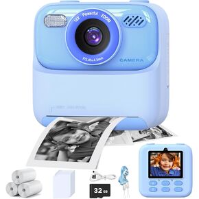 masterbee Kids Instant Print Camera, Birthday Gifts for Boys and Girls, Kids Digital Camera Toys, 1080P HD Video, 3 4 5 6 7 8 9 10 11 12 Year Old Boy Gifts/Girl Gifts (Black)