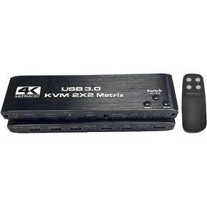 HDMI KVM Matrix Switch 2x2 4k@60Hz HDMI Monitors Matrix KVM Switcher Box, 4 in 2 Out with IR Remote Controller, HDCP2.3, HD Picture, USB3.0, Plug and Play in Saudi Arabia