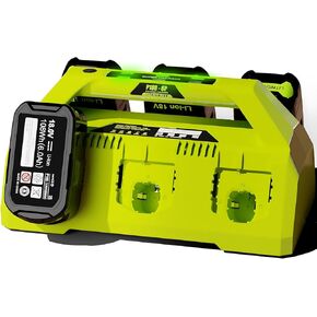6-Ports Rapid Charger Replace for Ryobi P135 18V Charger Compatible with for Ryobi 18V Battery ONE+ Lithium Ion P108 P107 P104 P105 P103