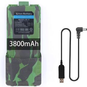 BAOFENG BF-F8HP Battery BL-5 Extended 3800mAh Large Capacity Li-ion for GMRS Ham Radio UV-5R Series with Directly Charger Cable