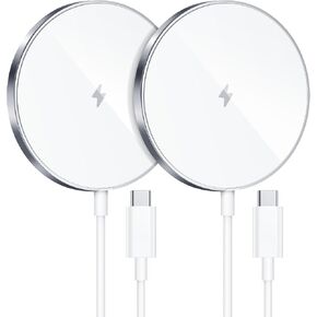 2 Pack 15W Fast Magnetic Wireless Charger iPhone Apple Charger for iPhone 15/14/13/12 Series Wireless Charging for AirPods 3/2/Pro 2/Pro Magnetic Charger for Travel