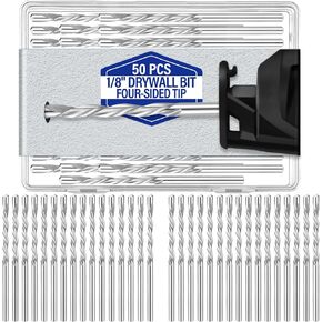 50 Pcs Drywall Bit 1/8 Inch Spiral Saw Tip Cutting Bits Drywall Guide Point Cutting Bits Drywall Tools, Cutting Drywall, Outlets, Windows, for Use with Spiral Saw