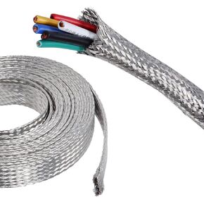 Tinned Copper Braided Sleeves for Cover Wire,Expandable Mesh Braided Wires Grounding Straps Shielding Audio Cables (1/2"-12FT)