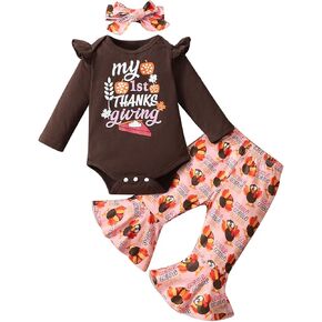 Baby Girls Thanksgiving Outfit Newborn Turkey Day Clothes My First Thanksgiving Bodysuit