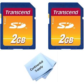 2 Pack Transcend 2GB SD Flash Memory Card TS2GS with Continental Cloth