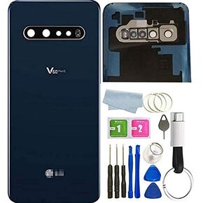 V60 ThinQ Back Glass Cover Replacement Housing Door with Tape Parts for LG V60 ThinQ V600 5G All Model with USB to Type-c Cable +Tools (Classy White)