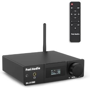 جهاز استقبال بلوتوث DA2120D من Fosi Audio 5.0 مضخم صوت 200 وات 2.1 قناة فئة D هاي فاي صوت ستيريو صغير مدمج طاقة رقمية أمبير DAC USB محوري بصري لتحويل الصوت مع جهاز تحكم عن بعد in Kuwait