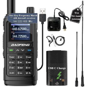 Baofeng UV-17R Tri Band Ham Radio Long Range Walkie Talkies Handheld Radios (Upgrade of UV-5R)Two Way Radio for Adults Rechargeable NOAA Weather Receiver,999 CH,USB C Charging, One Key Frequency Match