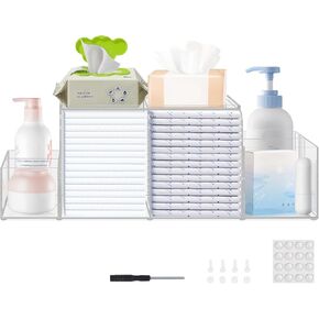 Acrylic Diaper Caddy, Changing Diaper Table Organizer, Tabletop Detachable Clear Diaper Storage Organizer for Diapers, Wipes, and More Baby Stuff