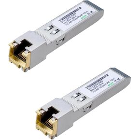 LINOVISION 1.25G SFP to RJ45 Copper Gigabit Ethernet Transceiver, Up to 328ft Distance, 1000BASE-T SFP-T Converter for Cisco, D-Link, Supermicro, Netgear, TP-Link and More (2 Pack)