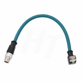 Ethernet M12 8 Pin X-Coded RJ45 Down Angle Network Data Cable for Cognex Keyence Basler Sensor Automation High-Speed Flexible Shield Waterproof 30cm