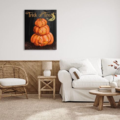 Stupell Industries Trick Or Treat Halloween Jack-o-Lantern Canvas Wall Art, Design by Paul Brent in Saudi Arabia