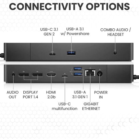 Dell WD19 Docking Station Bundle with USB-C and Dual Monitor Support - Complete Package includes Dell WD19 Universal DOck, 180W Power Adapter, HDMI & Ethernet Cable, Microfiber Cloth (Renewed) in Saudi Arabia