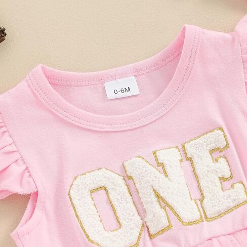 My First Birthday Outfit Newborn Baby Girl Tutu Romper Dress Sleeveless One Year Old Girl Princess Dresses Onesie (Pink,12-18 Months) in Saudi Arabia