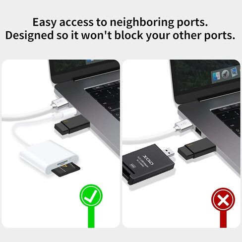 Coolden SD Card Reader USB C Micro SD Card Reader 2-in-1 Digital Camera Adapter Plug & Play Memory Card Reader for iPhone 15, MacBook Pro/Air, Chromebook, Galaxy and Type C Device(White) in Kuwait