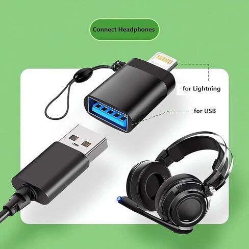 [Apple MFi Certified] Lightning to USB 3.0 Adapter Connector with Lanyard,2 Pack USB 3.0 OTG Cable for iPhone,USB Female Supports Connect SD TF Card Reader,U Disk,Keyboard,Mouse,USB Flash Drive,OTG in Kuwait